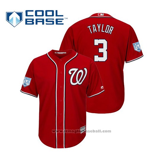Maglia Baseball Uomo Washington Nationals Michael A. Taylor Cool Base Allenamento Primaverile 2019 Rosso